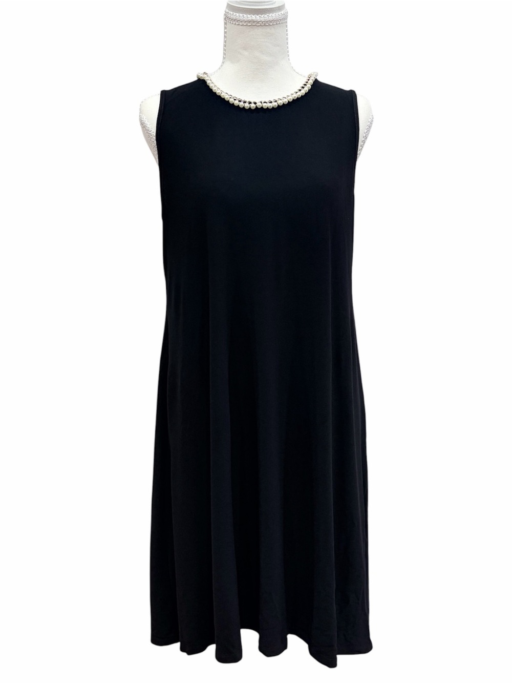Karl Lagerfeld Paris Pearl Trim Black Shift Dress Size 6